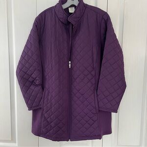 Unbranded Ladies Purple Quilted Full Zip Pockets Size XL. Stretch side panels